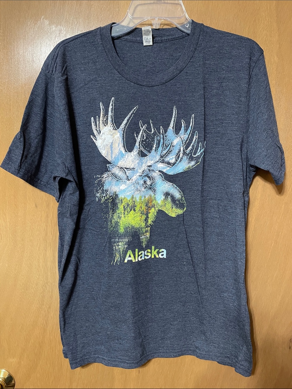 Alaska Moose Graphic Short Sleeve Tee - Dark Heather Blue